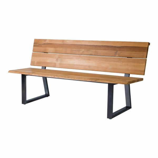 Pisa Bank/ Edelstahl Dunkelgrau/ Recycled Teak Natur/ 140cm oder 180cm
