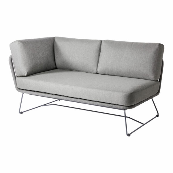 Milos Modulgruppe - lange Ecke links - Dark Grey - Rope-Dunkelgrau/Edelstahl Dunkelgrau/incl. Sitz- und Rückenkissen