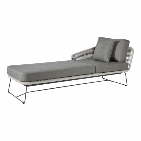 Milos Daybed - links - Light Grey - Rope-Hellgrau/Edelstahl Dunkelgrau/incl. Sitz- und Rückenkissen – Bild 2